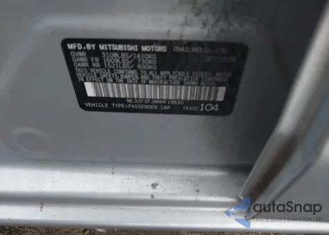 2017 Mitsubishi Mirage G4 Es z USA, uszkodzony, nr VIN ML32F3FJ8HHF18630